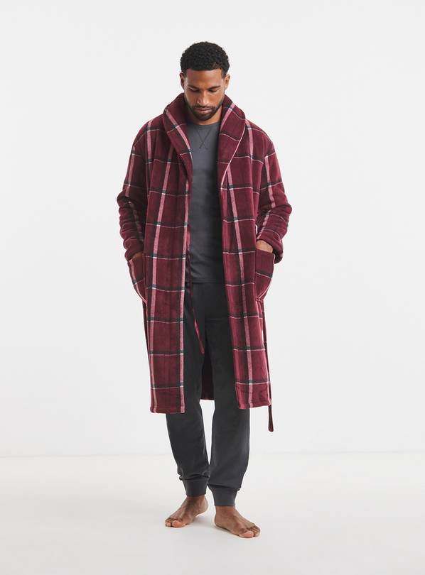 JACAMO Check Borg Lined Fleece Dressing Gown M